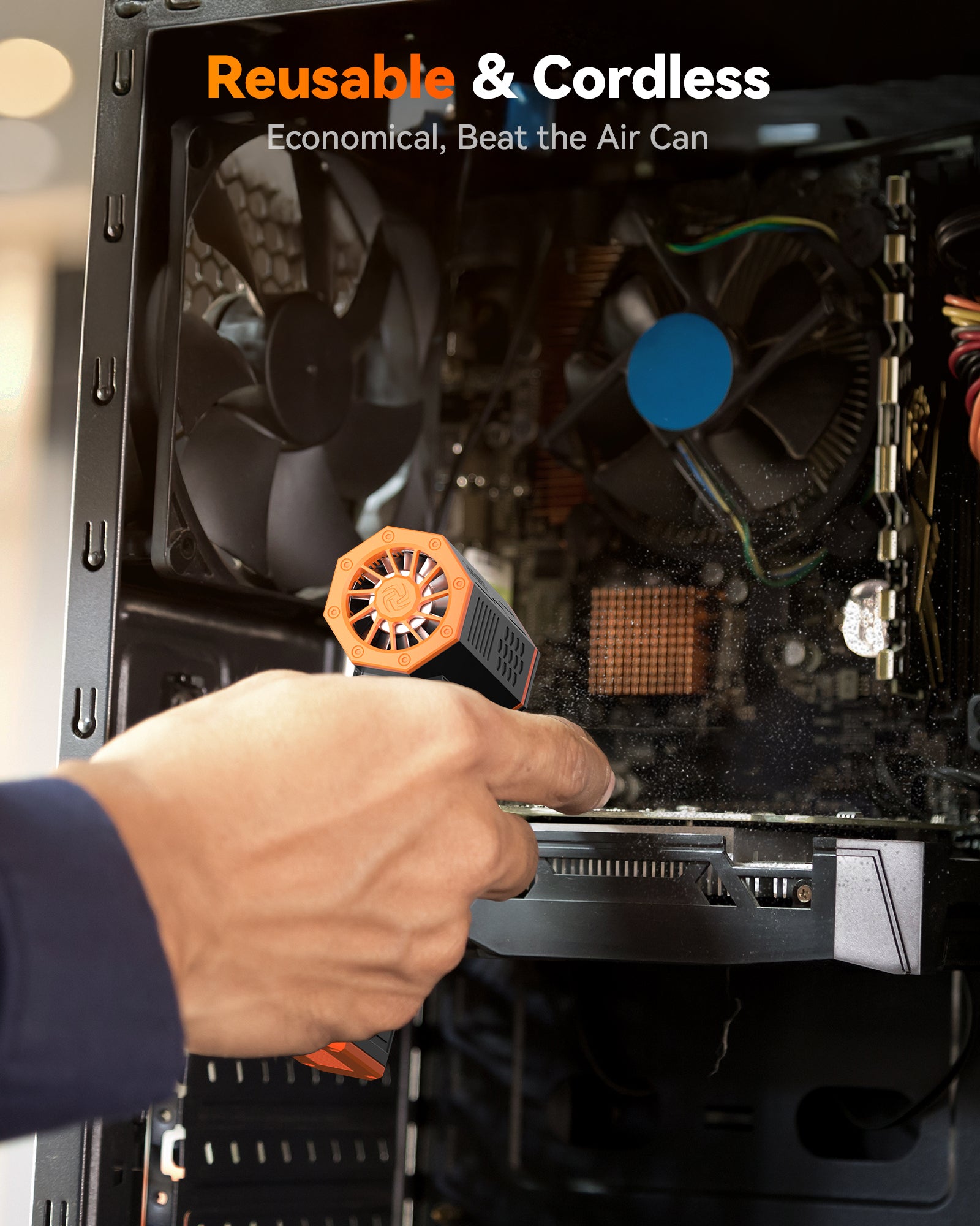 WOLFBOX MegaFlow 50 Dépoussiéreur électrique à air comprimé 110000 tr/min super puissant, Mini souffleur réglable 3 vitesses avec charge rapide, Souffleur à poussière pour ordinateur
