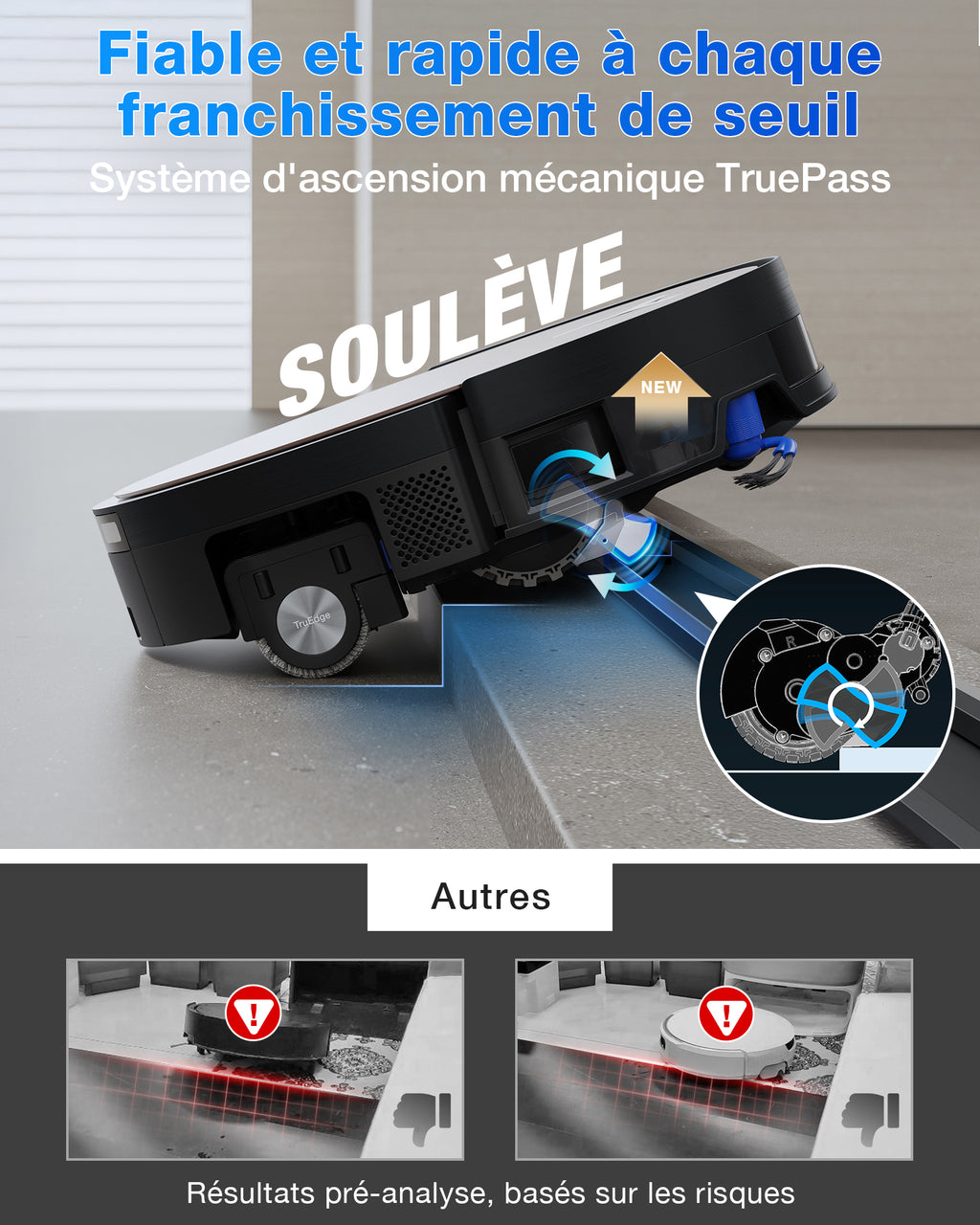 ECOVACS X11 Omni Cyclone aspirateur robot, débit et puissance 19 500 Pa, PowerBoost ultra-rapide, OZMO Roller 2.0, déclivité maximale 4 cm, PureCyclone 2.0 à vidage automatique
