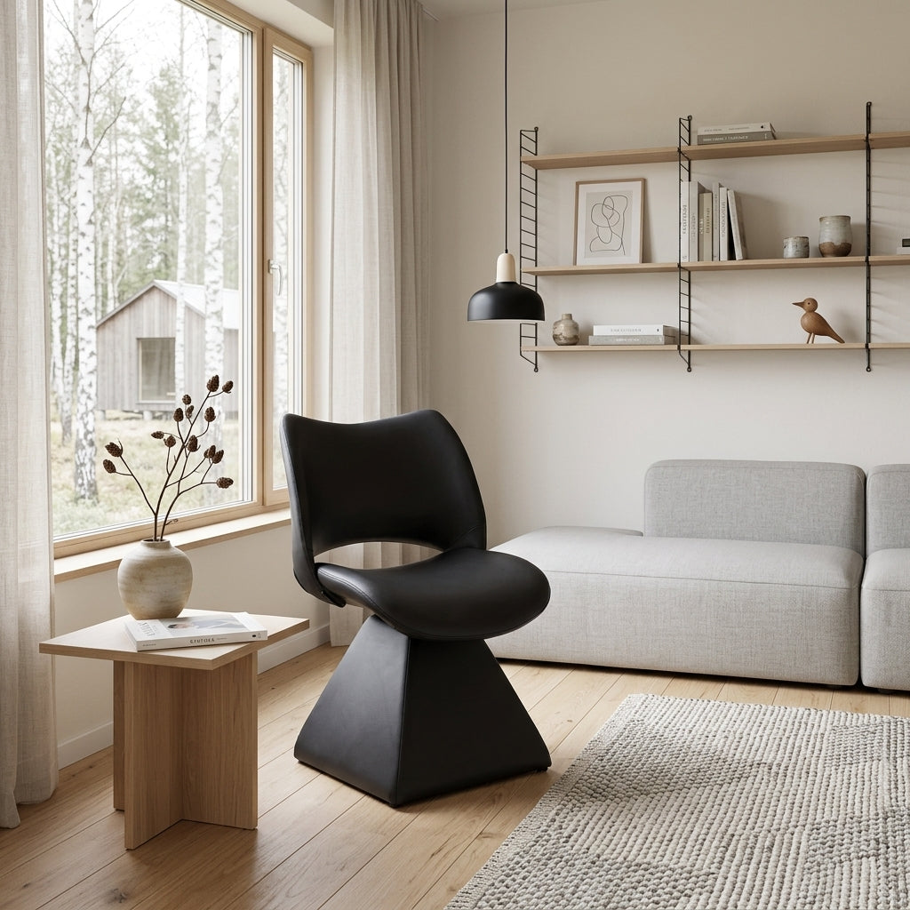 URBAN MEUBLE Chaise pivotante Comfort noire, chaise en similicuir à dossier haut moderne, taille 54 x 48 x 84 cm