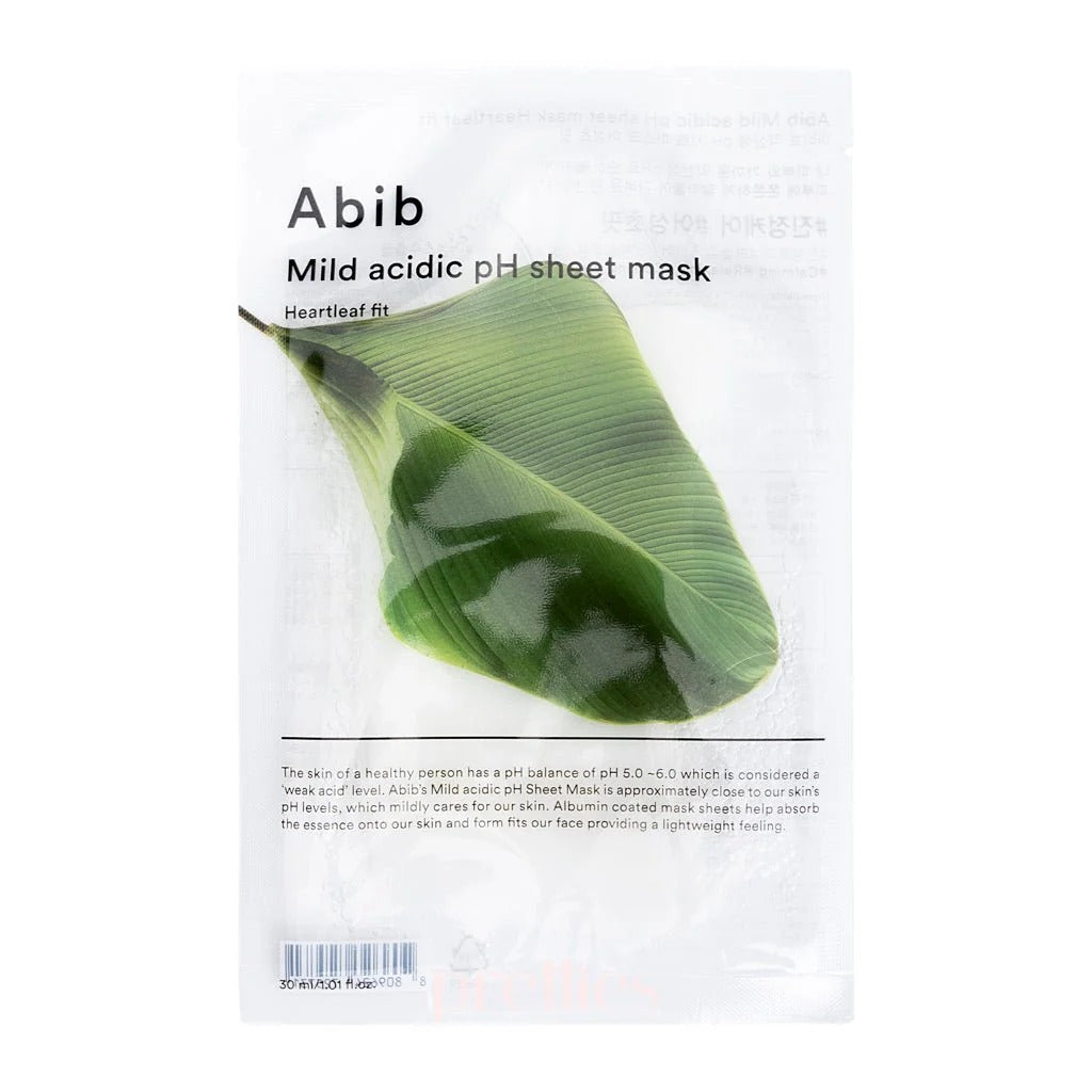 ABIB Masques en tissu au pH légèrement acide - Houttuynia cordata Fit 10 pièces