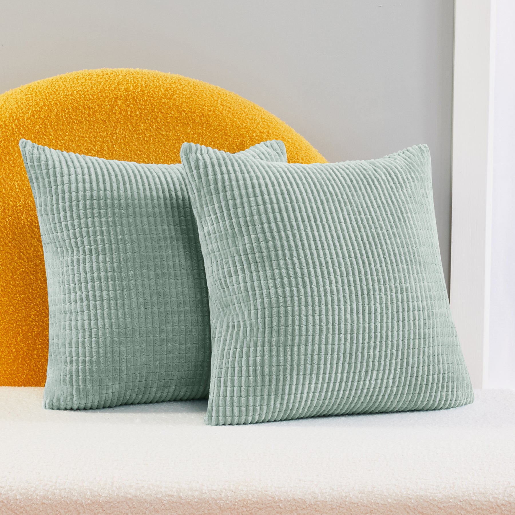 Deconovo Housse de coussin en velours - Vert clair - 50 x 50 cm - 1 pièce