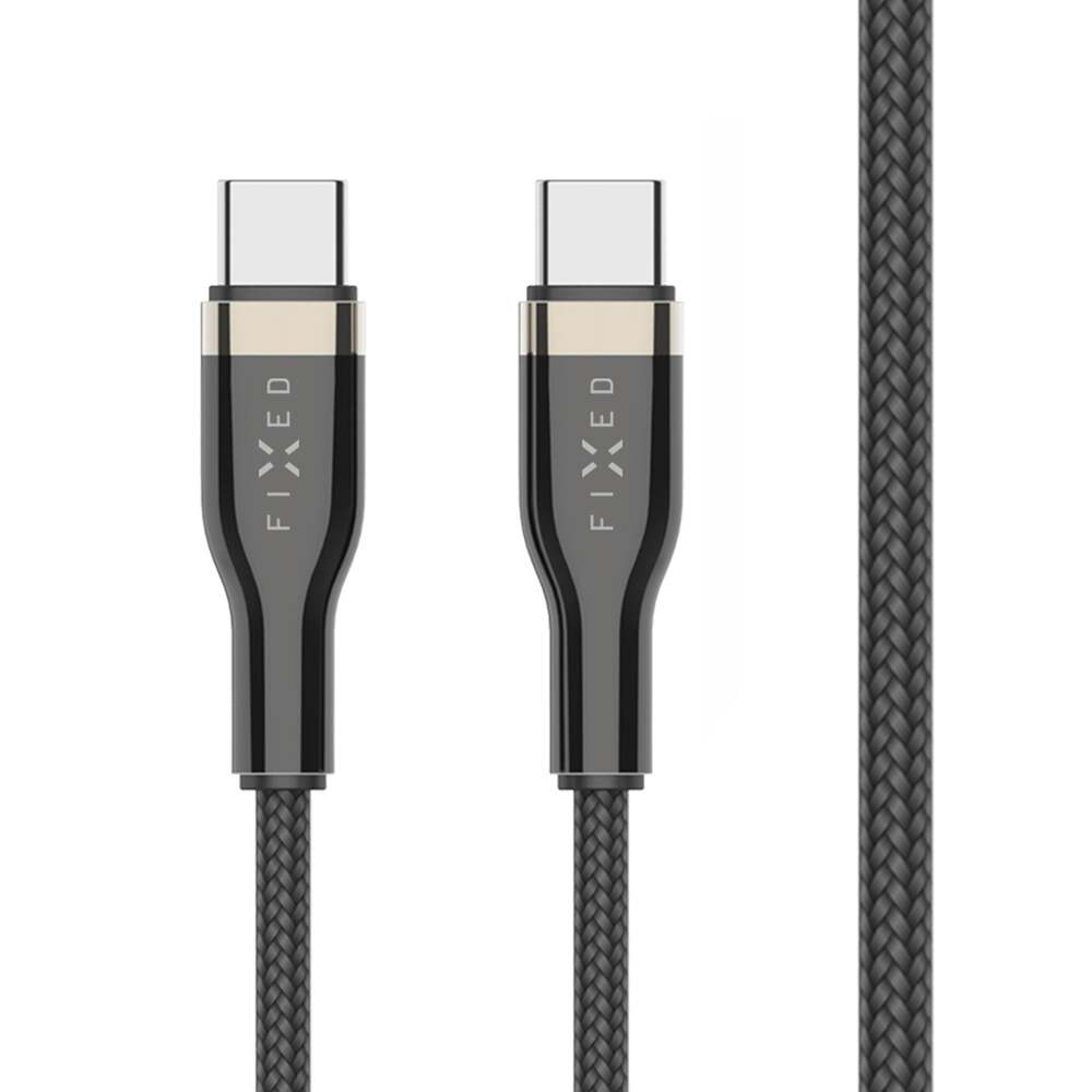 FIXED Câble tressé USB-C/USB-C, 1,2 m, 100 W, noir