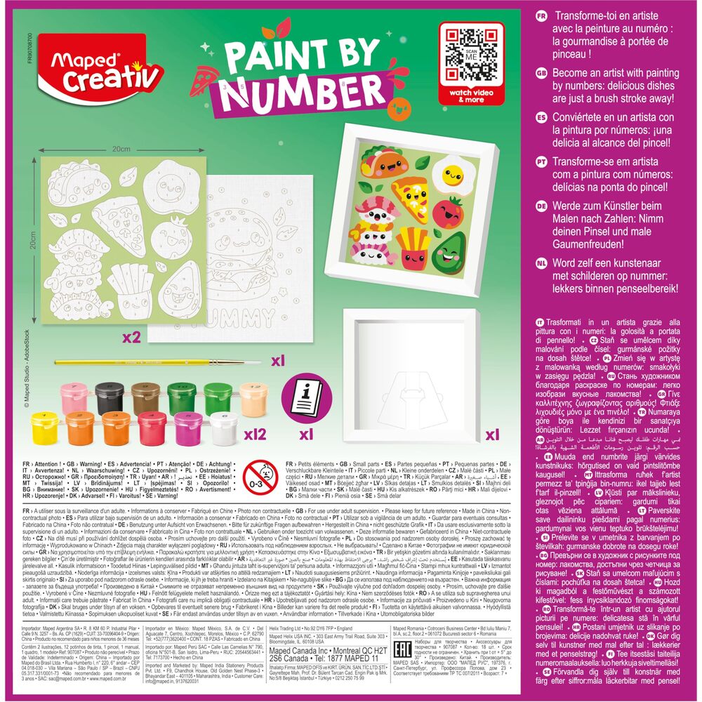 Maped Creativ Peinture par Numéros – Kawai Food Salty – Activité de Peinture pour Enfants