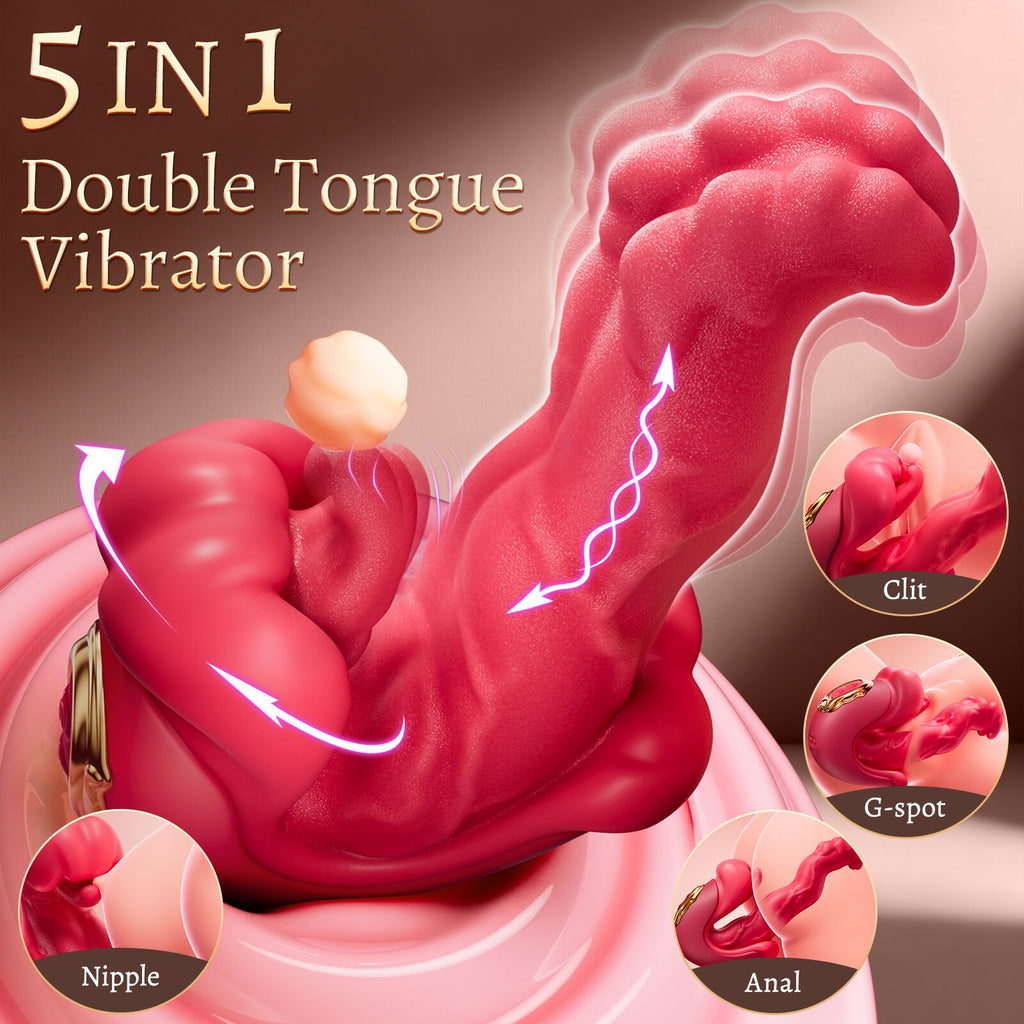 AAV Rabbit Vibromasseur 5-en-1 pour Femme, Stimulateur Clitoridien & Point G avec 8 Modes Léchage et 8 Modes Poussée, Sextoy Rechargeable, Étanche & Silencieux, Jouet Adulte pour Femme et Couple