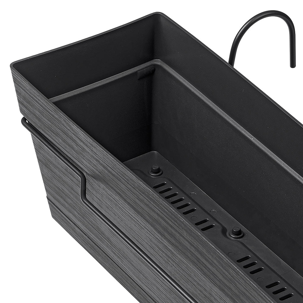 DEROMA Kit Jardinière Save R Anthracite à réserve d'eau 49cm