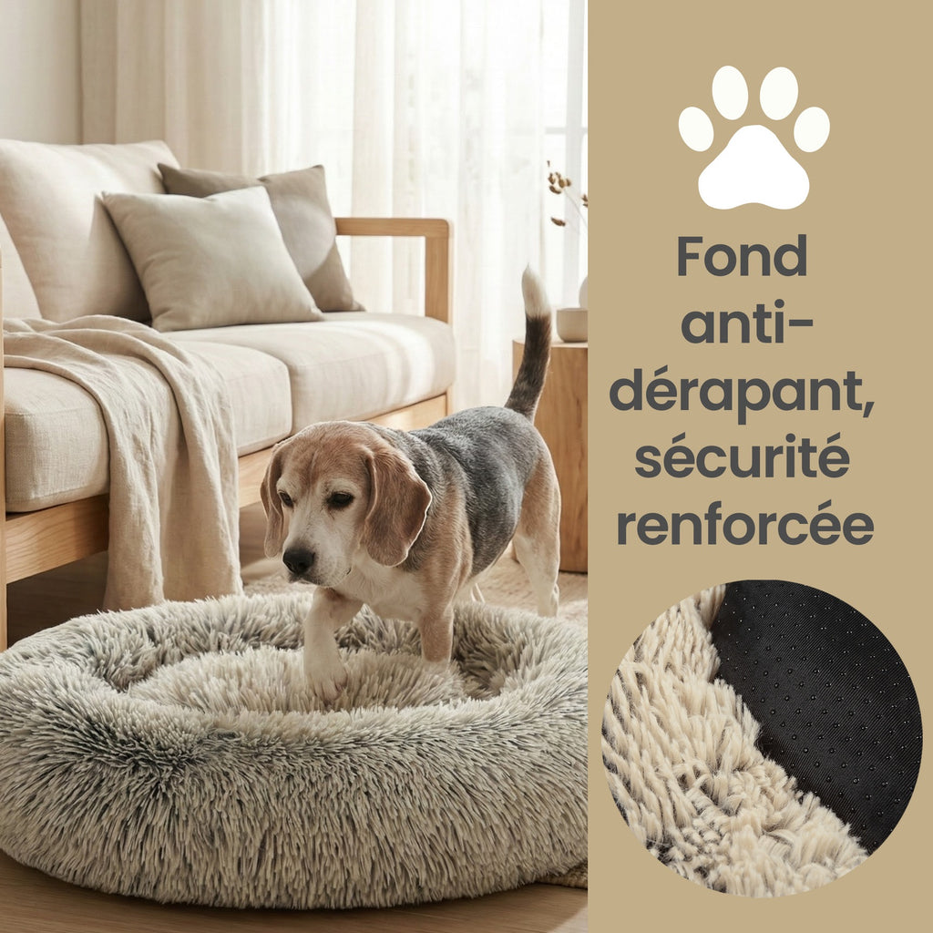 Ochama Lit pour chien en forme de beignet, Housse amovible et lavable, Kaki