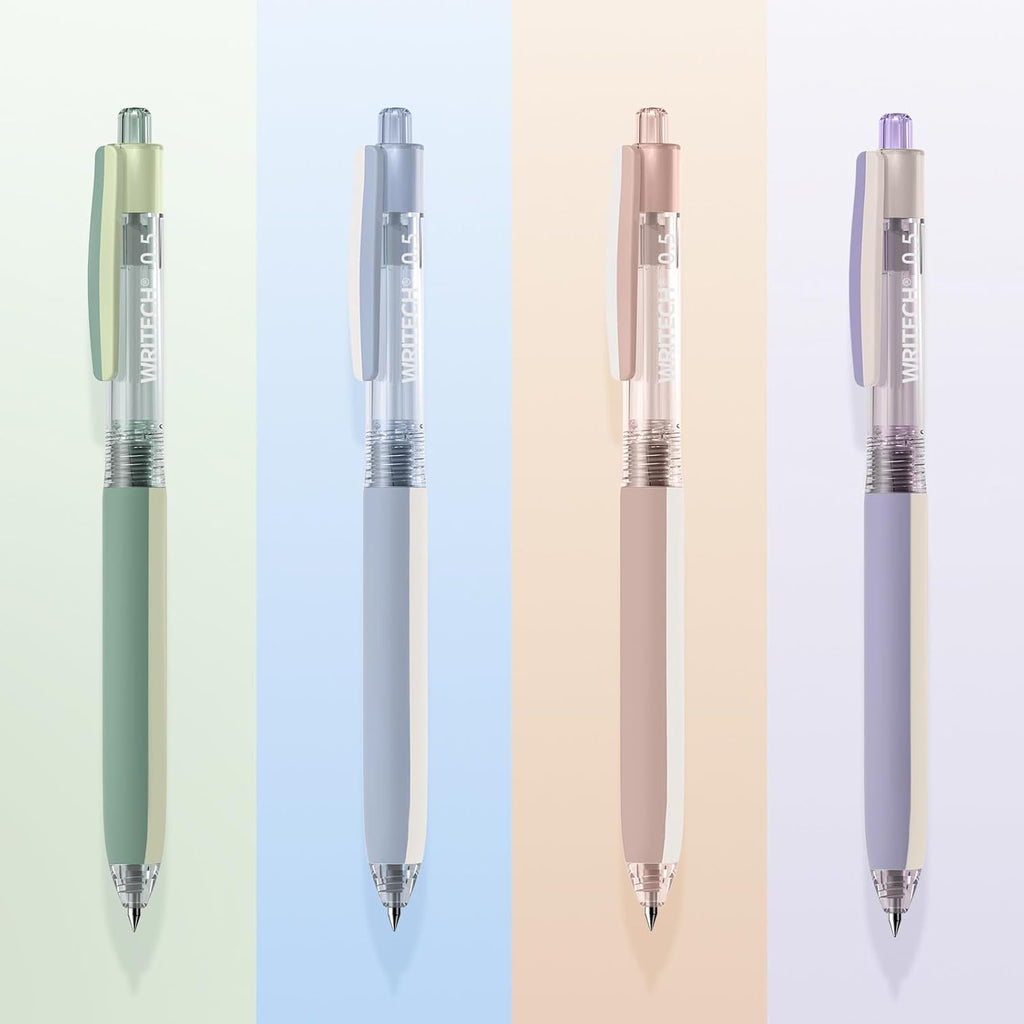 WRITECH Lot de 8 stylos rétractables à encre gel noire - 0,5 mm