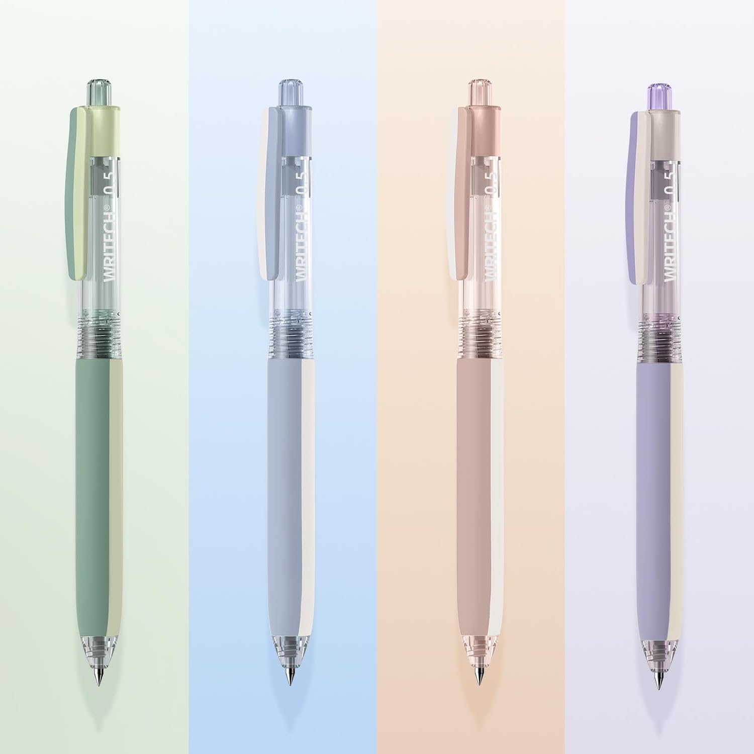 WRITECH Lot de 8 stylos rétractables à encre gel noire - 0,5 mm