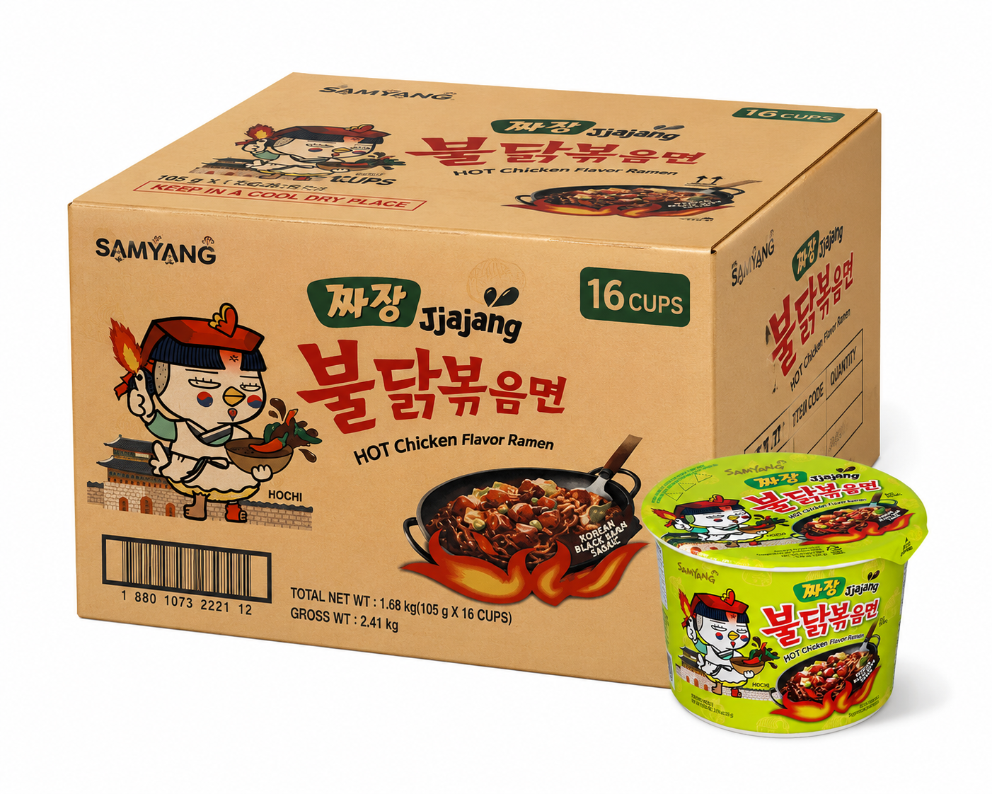 Samyang Ramen Bol de poulet épicé (saveur Jjajang) 105 g x 16 (boîte)