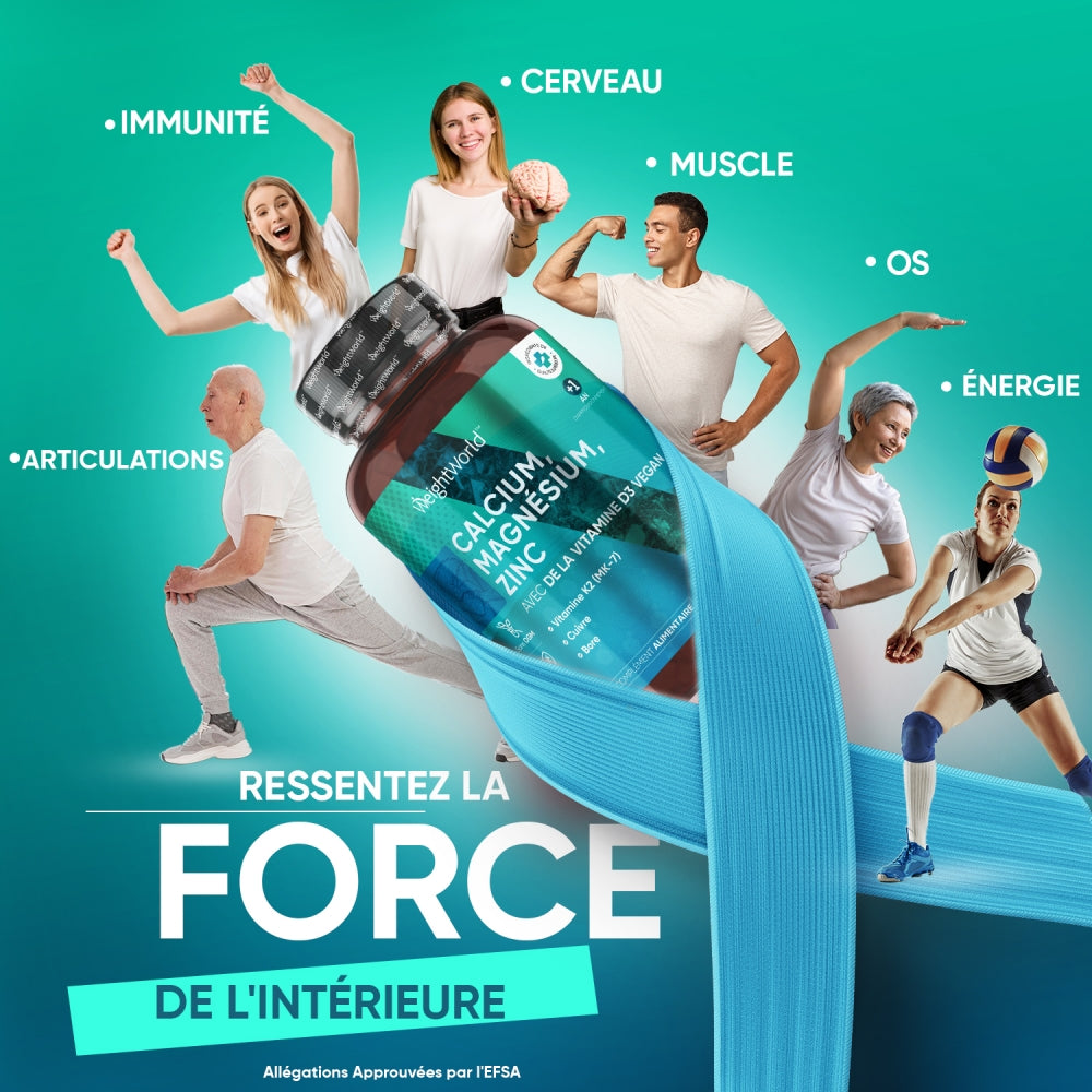 WeightWorld Calcium, Magnésium et Zinc avec Vitamine D3 - 400 comprimés