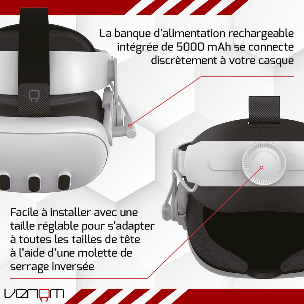 Venom Sangle de casque avec batterie externe