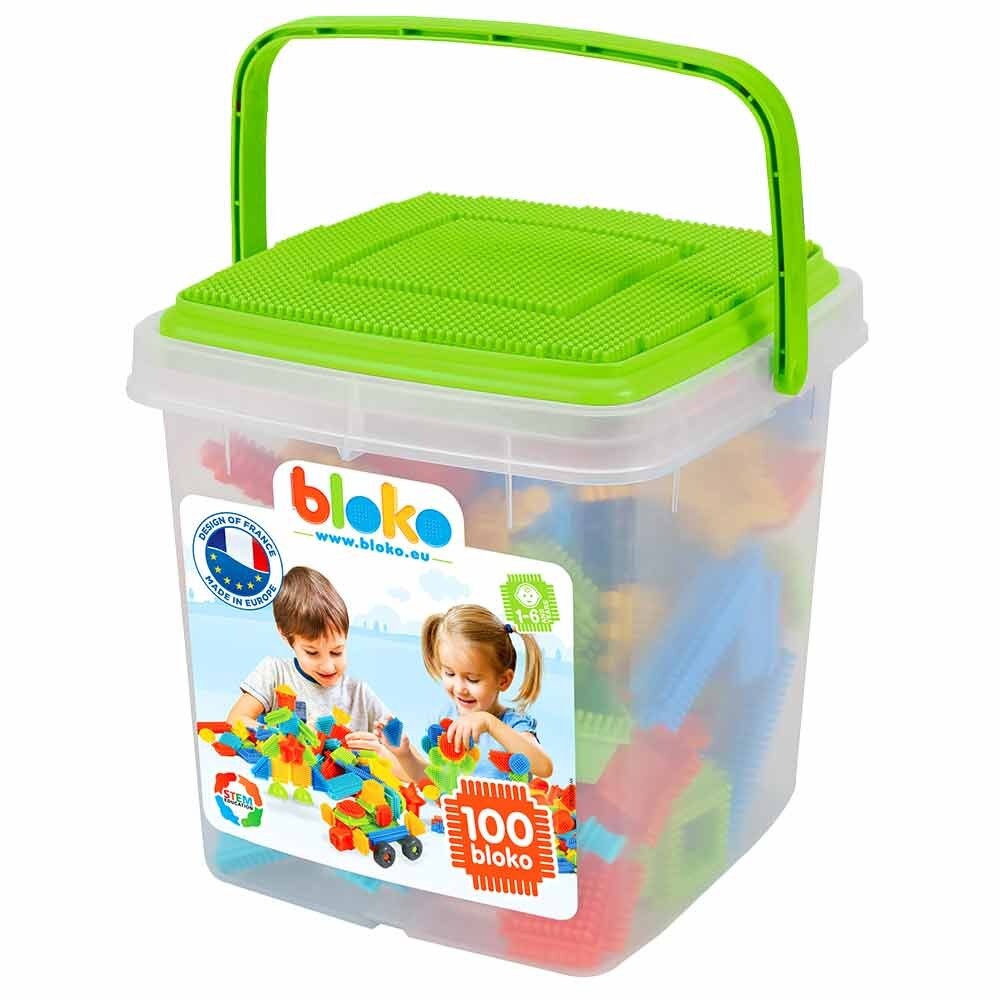 Bloko - Baril de rangement 100 pièces asst Rose, bleu, vert