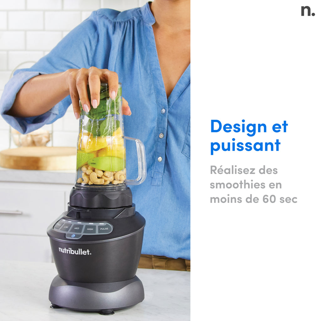 nutribullet Mixeur combiné, Mixeur multifonction 1,89 L, NBF500DG, Noir