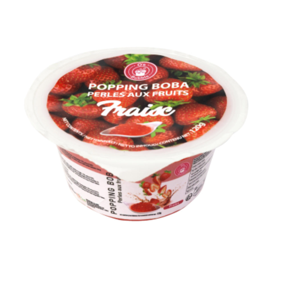 O'S BUBBLE Popping Boba Perles pour bubble tea saveur fraise - 120 g