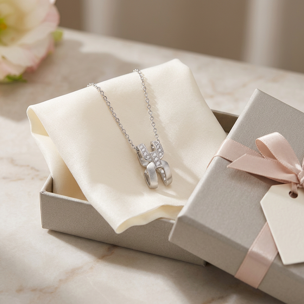 ALAIN MICHAL Intertwine S925 Collier en Argent Sterling - Finition Givrée avec 43 Diamants Synthétiques Blancs, Pendentif Statement