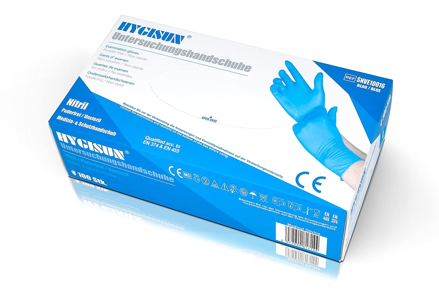 Hygisun Gants en nitrile bleu - Taille S
