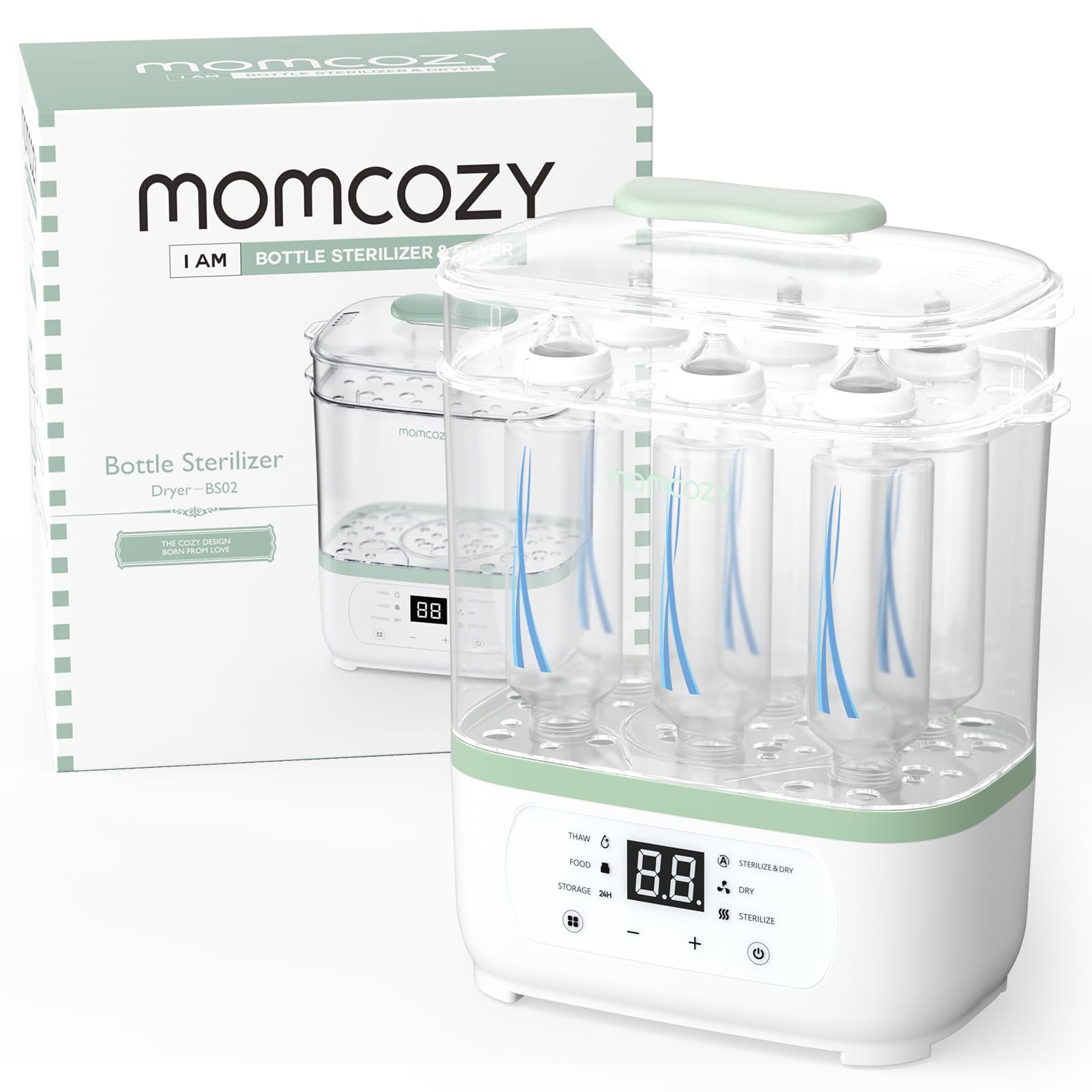 Momcozy Stérilisateur-sécheur électrique à vapeur 8-en-1 pour biberons, Multifonction, Unité unique, Cadeaux pour maman