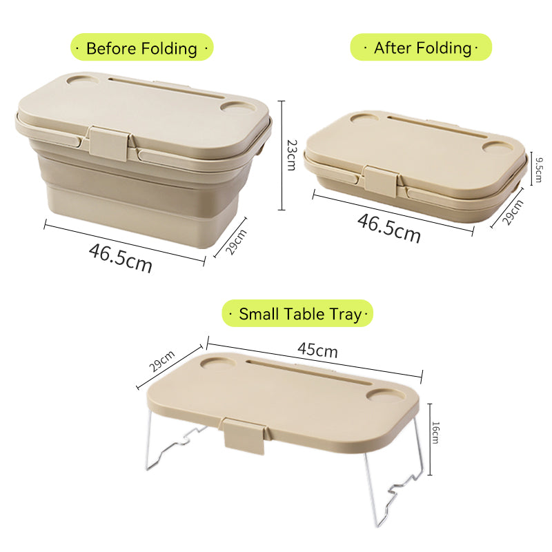 JORDAN&JUDY Panier de rangement pliable à main, couvercle pouvant servir de mini-table, kaki, 47 x 28,5 x 23,5 cm