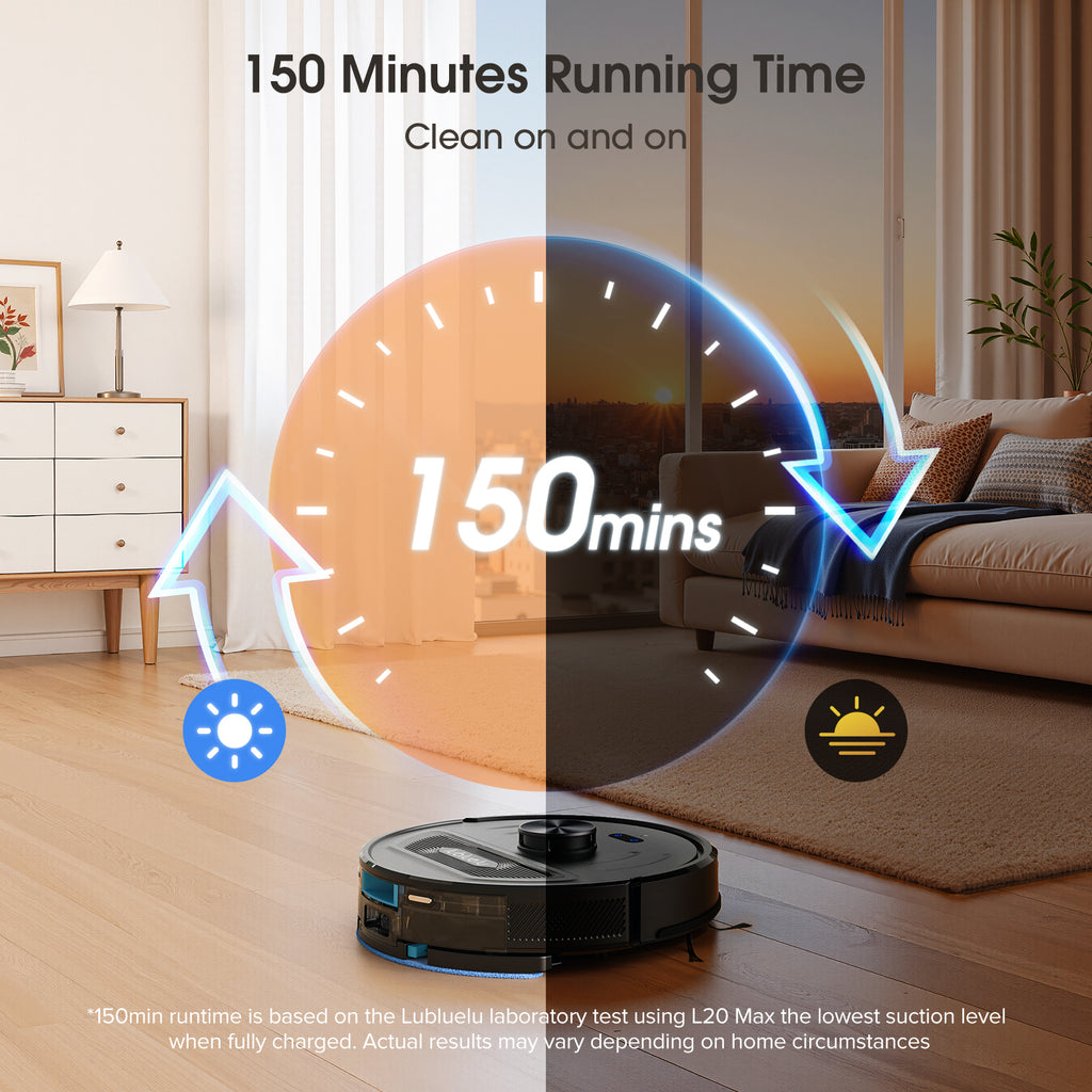Lubluelu L20 MAX Robot aspirateur-laveur 3-en-1 avec station d’auto-vidage, Aspiration 4000 Pa, Navigation laser avec mémorisation de 5 cartes, Silencieux 55 dB