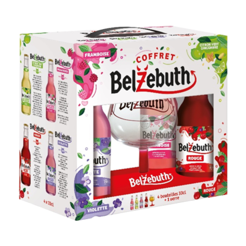 BELZEBUTH Coffret découverte 4 bouteilles 33 cl + 1 verre