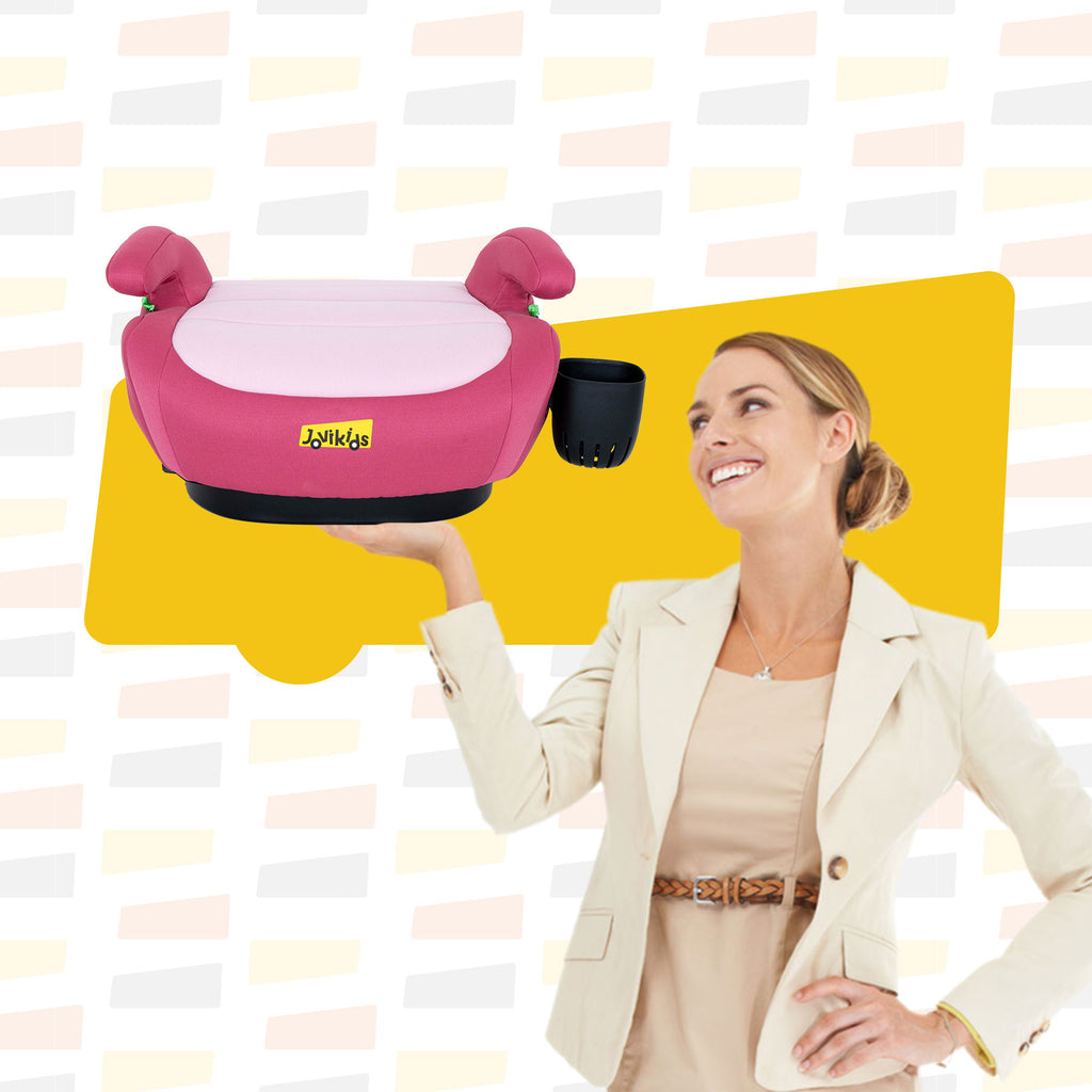 Jovikids OHHO +ISOFIX Siège auto rehausseur pour enfant, ECE R129, pour groupes 2/3 (env. 15–36 kg), avec rembourrage en tissu épaissi, facile à nettoyer et porte-gobelet