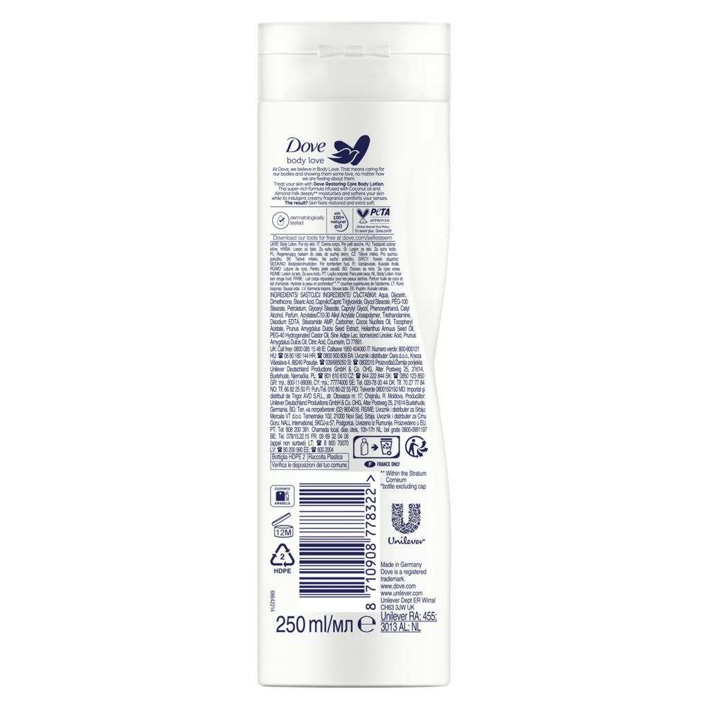 Dove Nourishing Secrets Lotion pour le corps réparatrice à l'huile de coco - 250 ml