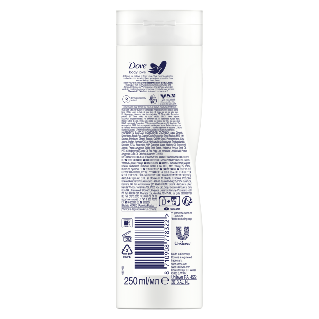 Dove Nourishing Secrets Lotion pour le corps réparatrice à l'huile de coco - 250 ml
