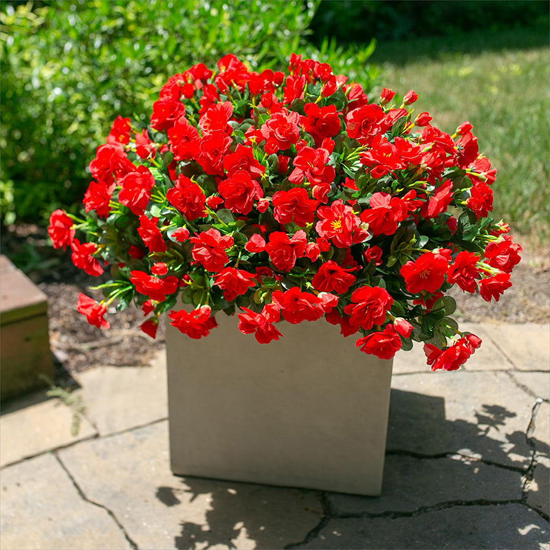 Yuejia Lot de 6 bouquets de fleurs artificielles en soie camélia rouge - 38 cm