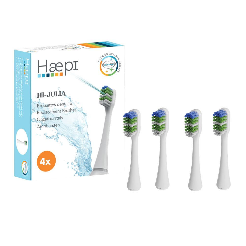 Haepi : 4 têtes de brosse pour brosse à dents électrique à ultrasons, compatibles avec Haepi Julia