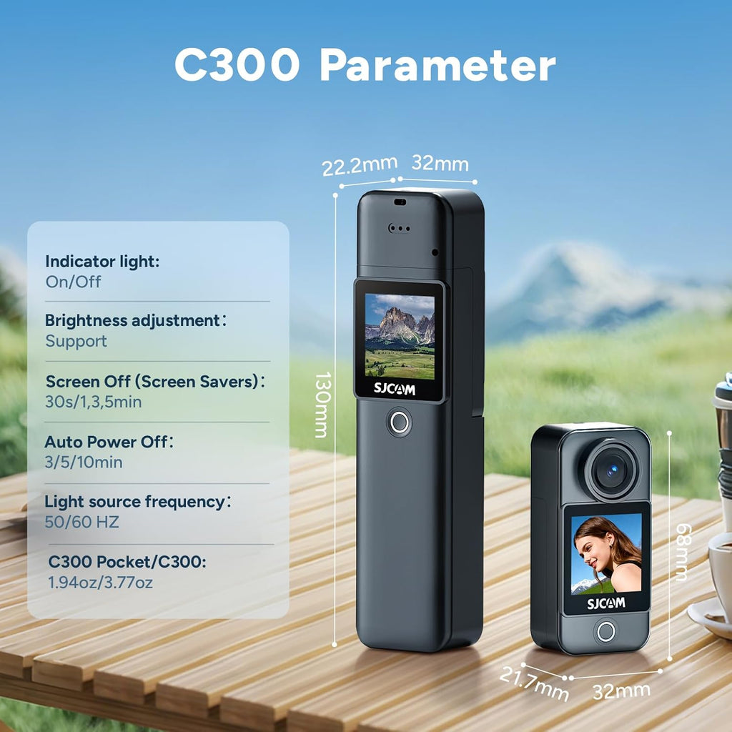 SJCAM C300 Caméra d'action 4K étanche 30 m à autonomie ultra longue 460 min avec stabilisation EIS, 6 axes, écran tactile 1,3 pouce avec boîtier photo 20MP WiFi 5GHz