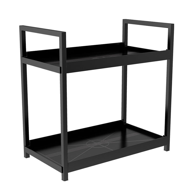 VIVREAL Étagère de rangement multifonctionnelle – Noir, fer forgé et polypropylène, organisateur de comptoir double couche, S3030B