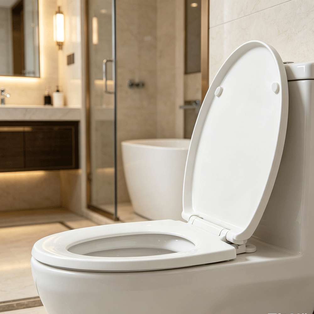Abattant de toilette haut de gamme HomSeat de type O avec fonction de dégagement rapide, fabriqué en thermoplastique de haute qualité, 43 x 35,8 cm, 1 ensemble.