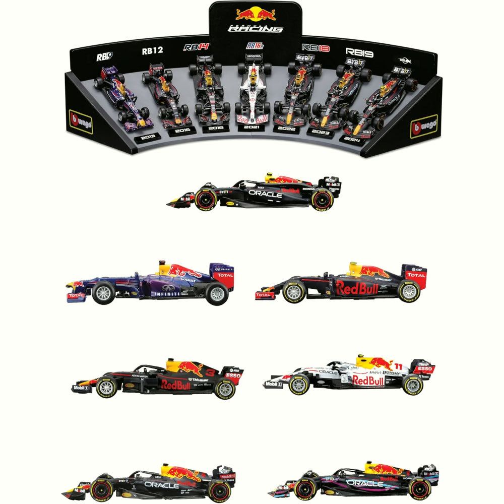 Red Bull Racing Échelle 1/43 Formule 1 Pack de 7 Véhicules avec Présentoir