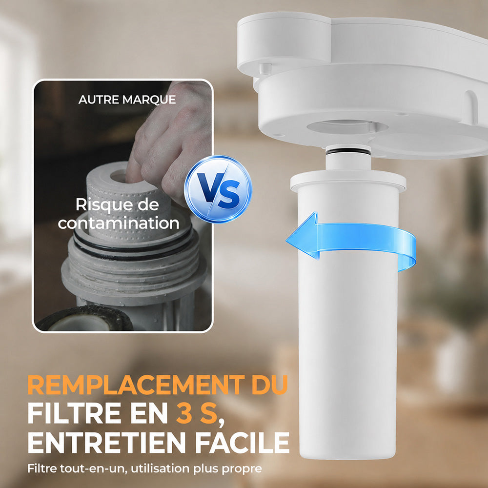 ROUNY Filtre de remplacement P1-UF, compatible avec le purificateur d'eau de bureau Pure 1, tige en carbone et membrane d'ultrafiltration UF