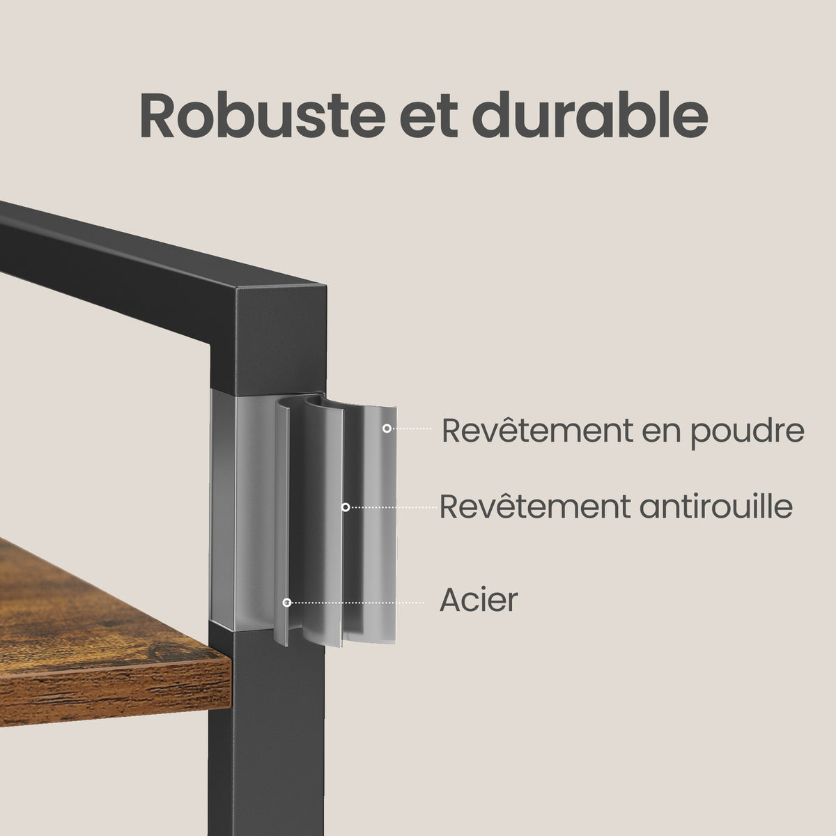JOYFURNOS Bibliothèque 6 niveaux, ?tagère de rangement, Bureau, Salle d’étude, Salon, Chambre, 30 x 66 x 186 cm, Style industriel, Grège et Noir