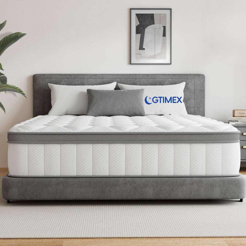 GTIMEX Matelas à ressorts ensachés 7 zones avec drap-housse, 25 cm d'épaisseur, 140 x 190 cm, pour enfants et adultes