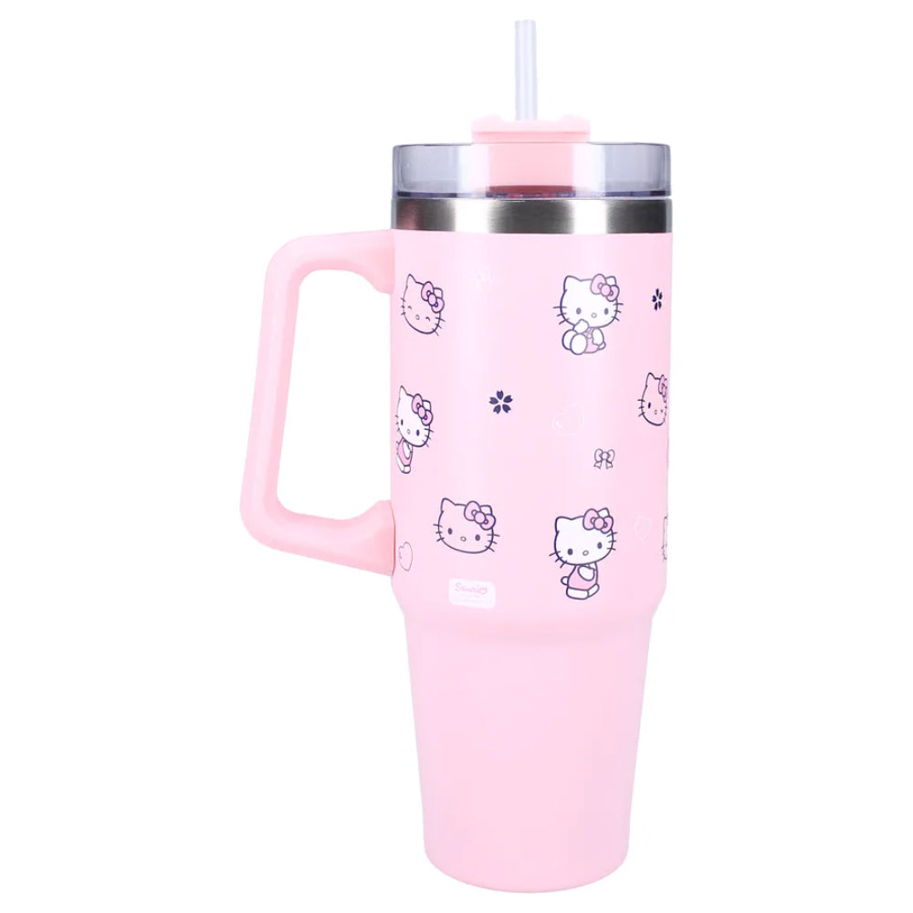 HELLO KITTY Bliss Mug de voyage XL - Acier inoxydable - 900 ml avec paille