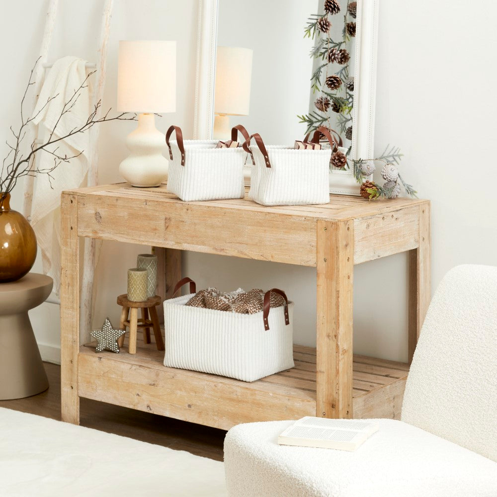 HOME DECO FACTORY Panier de rangement blanc, lot de 3, hauteur 20 cm