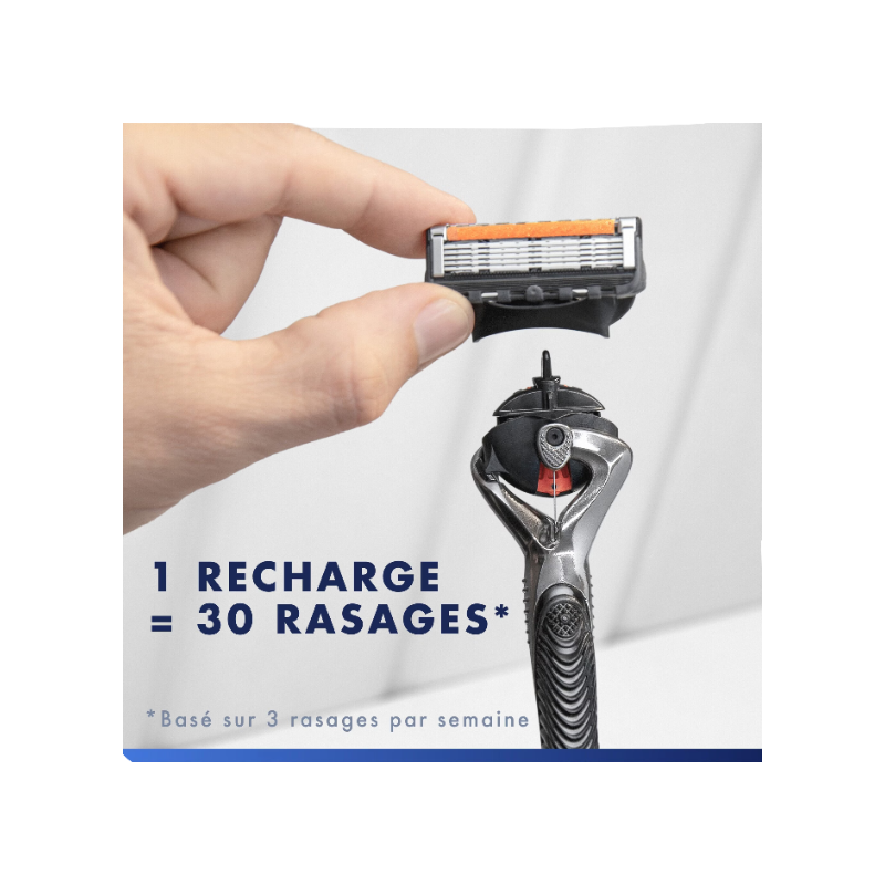 Gillette Rasoir Homme Proglide, avec 1 Recharge, Noir | Manche Reutilisable, Tête Flexible à 5 Lames, Bande Lubrifiante x2, 1Cartouche Jusqu’à 30 Rasages