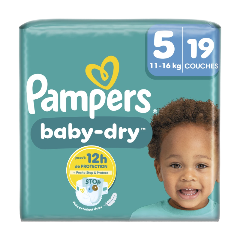Pampers Baby-Dry, Taille 5, 19 couches