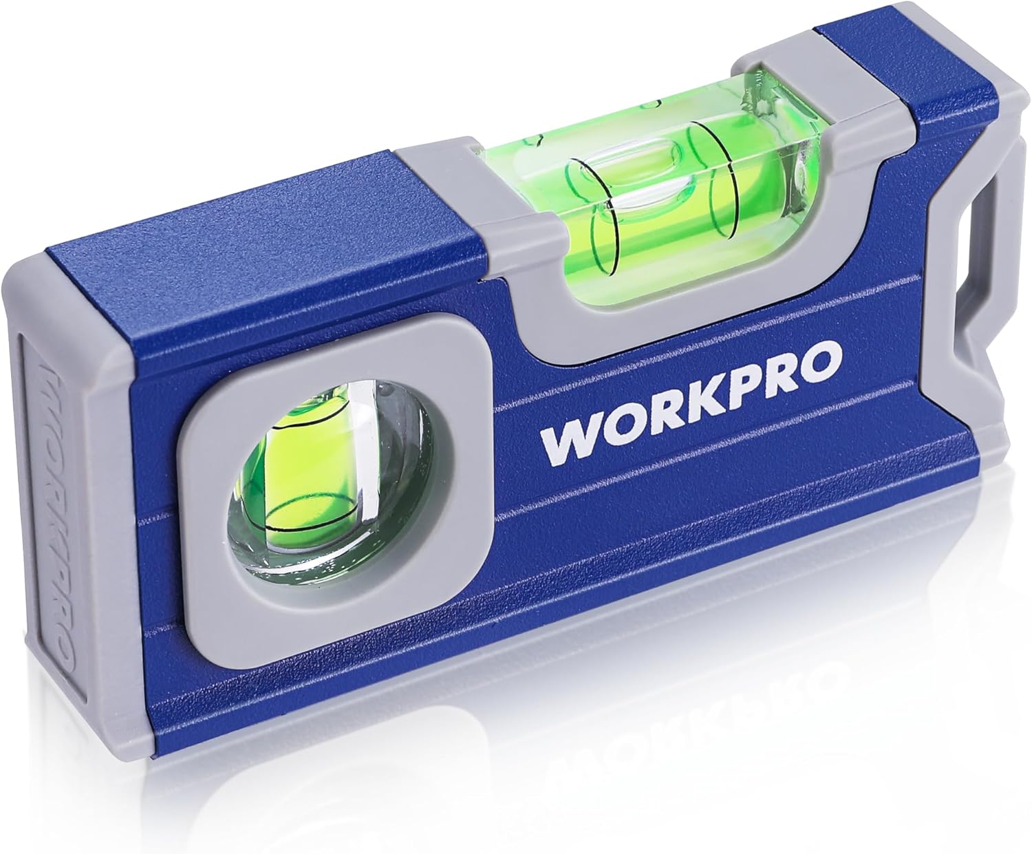 WORKPRO Mini niveau à bulle magnétique en alliage d'aluminium avec trou de suspension et aimant puissant 115 mm, 2 niveaux 90°/180°