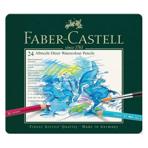 FABER-CASTELL Albrecht Dürer Boîte en métal de 24 crayons de couleur aquarellables