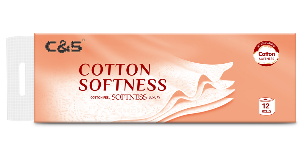 C&S Papier toilette (mandrin gaufré doux), 120 g, 12 rouleaux, doux comme du coton, toucher gaufré