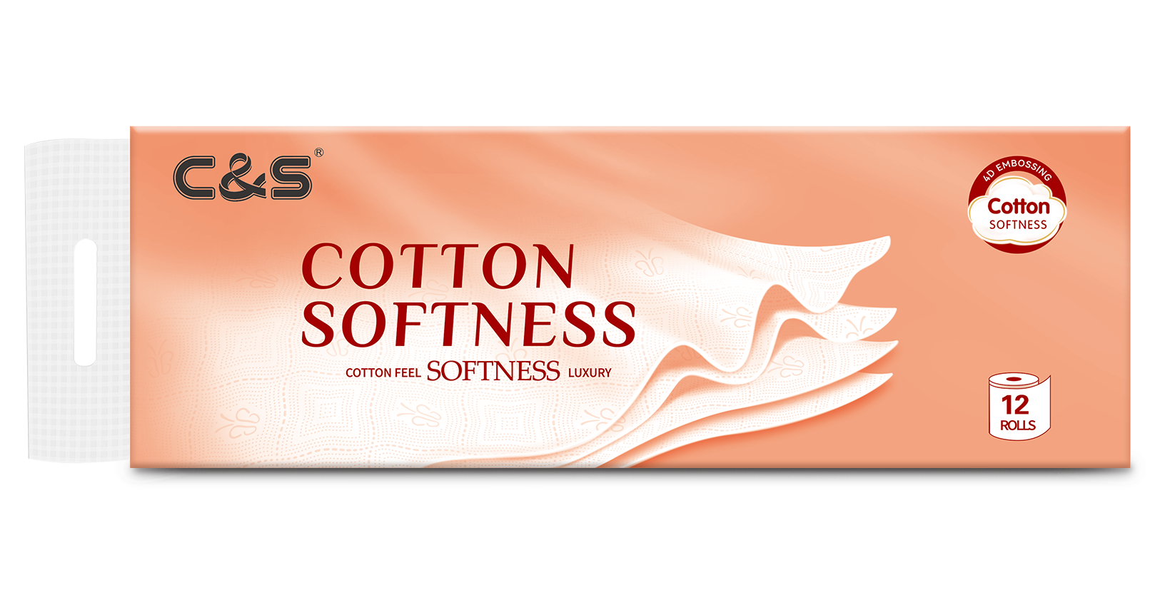 C&S Papier toilette (mandrin gaufré doux), 120 g, 12 rouleaux, doux comme du coton, toucher gaufré