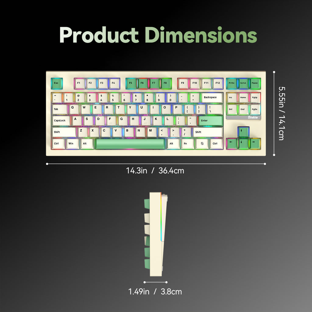 Siukie PL87W Clavier mécanique RVB 87 touches commutateurs amovibles 3 modes