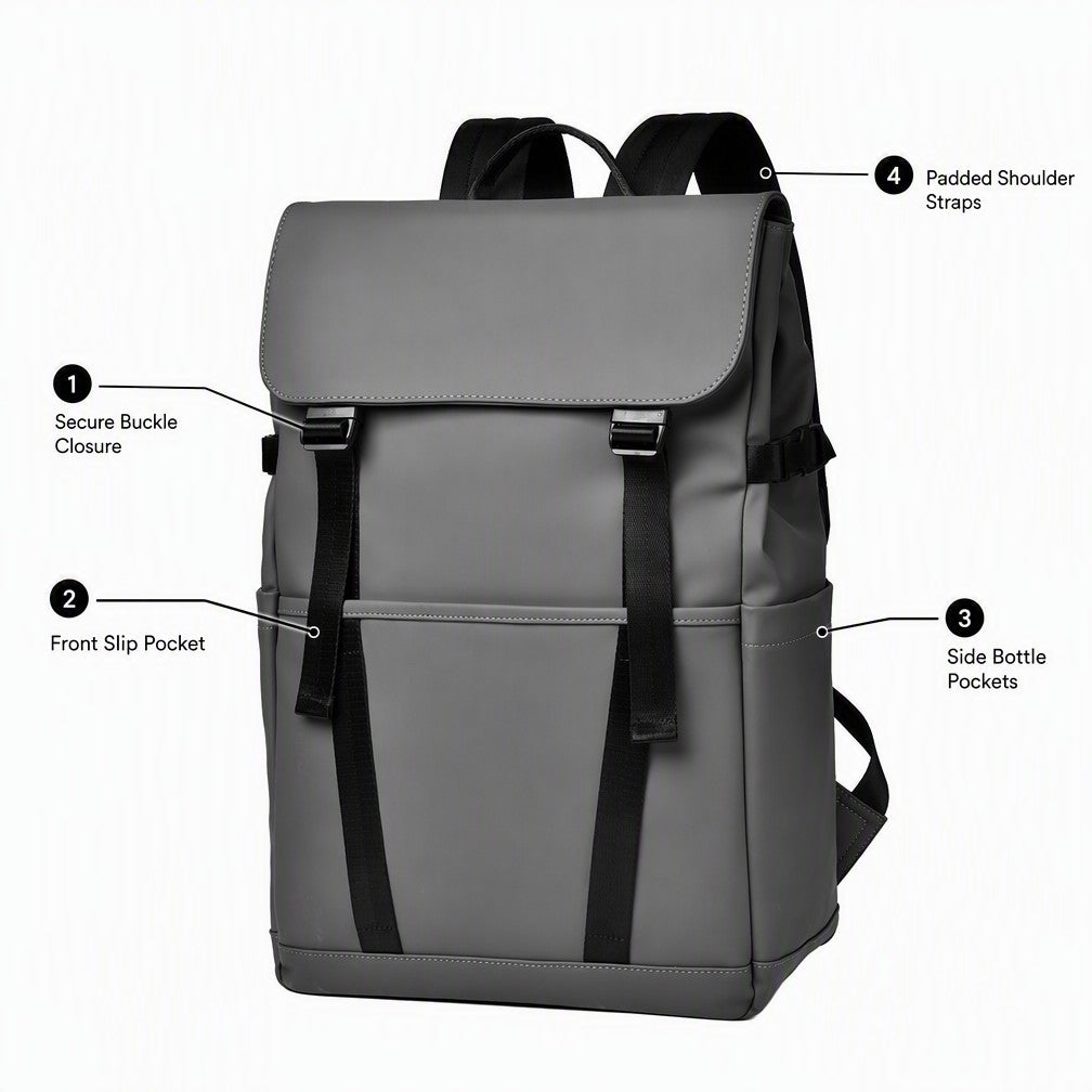 Sac à dos ordinateur portable Urban Flip Cover 15,6 pouces, Sac à dos multi-compartiments résistant à l'eau, Sac à dos de jour décontracté anti-rayures avec sangle pour bagages