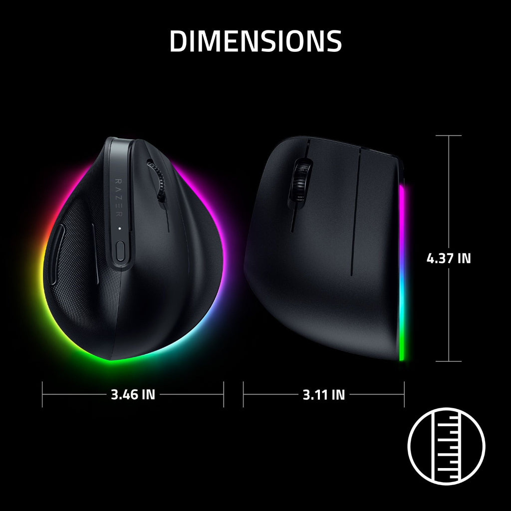 Razer Pro Click V2 Souris de jeu ergonomique verticale sans fil - pour droitier, 30000 DPI, 6 boutons - Noir