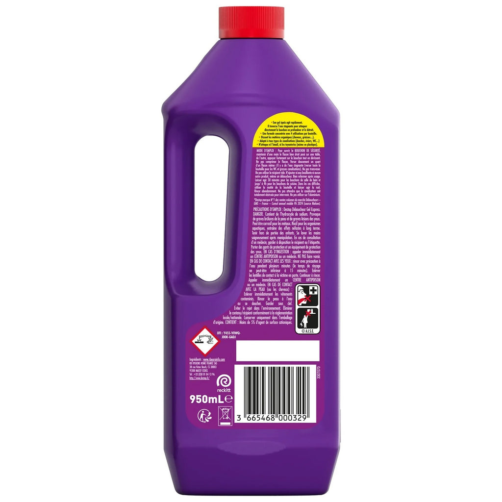 Destructeur de Canalisations Express Multi-Usages en Gel, Action Rapide, pour Tous Types de Canalisations, 950 ml