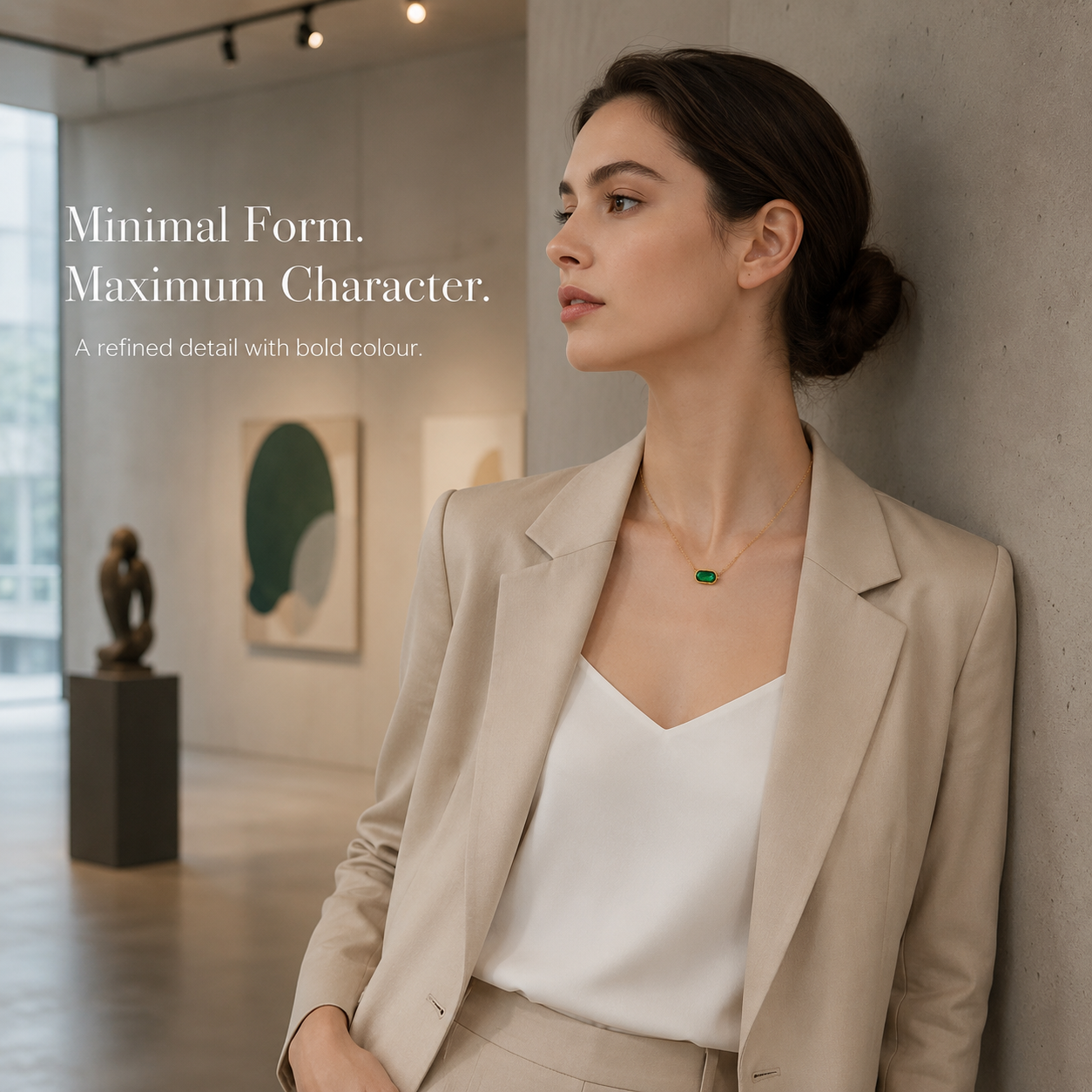 Collier VoxorAI hypoallergénique en pierre naturelle, collier en zircon, pendentif en cristal, chaîne clavicule, vert toutes saisons.