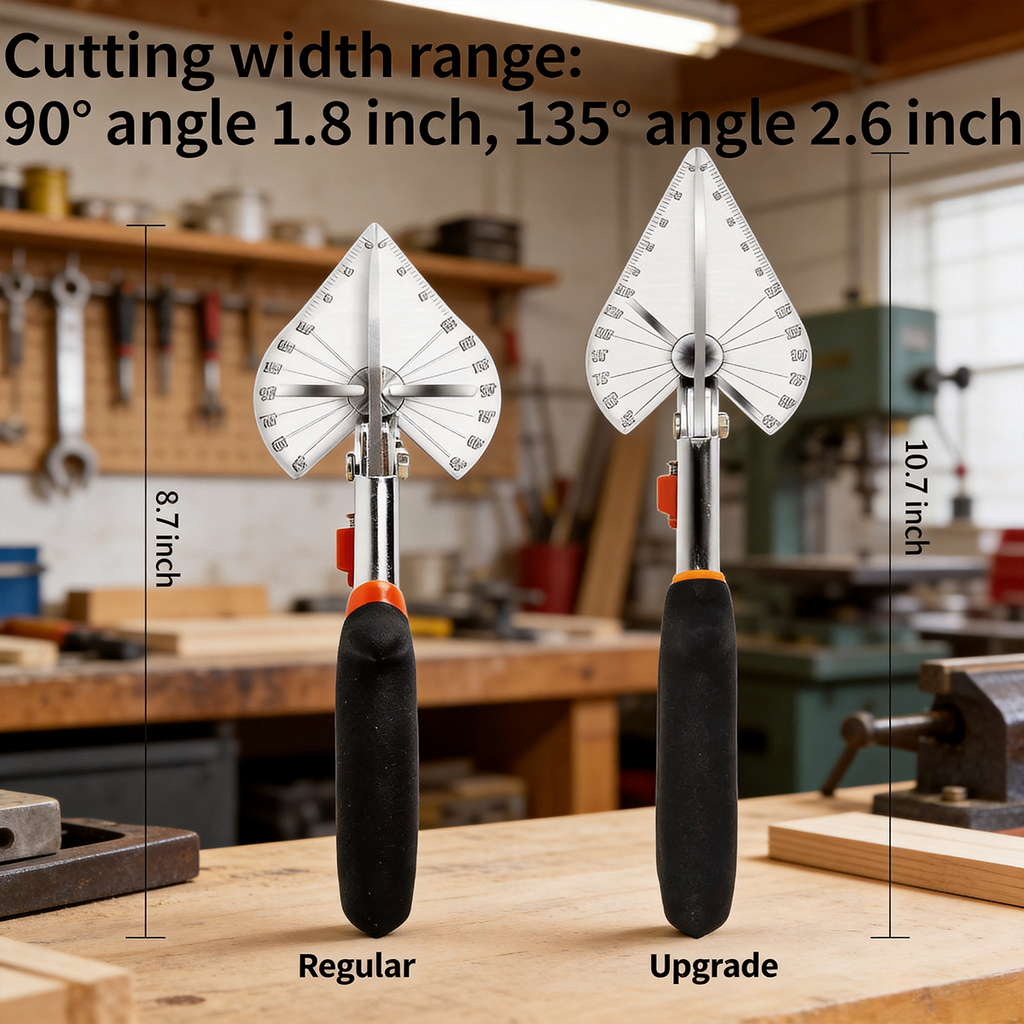 FLORA GUARD Cisaille à onglet allongée - Coupe-moulures multi-angle 45 à 135°, cisaille à joints pour couper bois tendre, plastique, PVC et plus encore, avec 2 lames de rechange (JDJ-2)